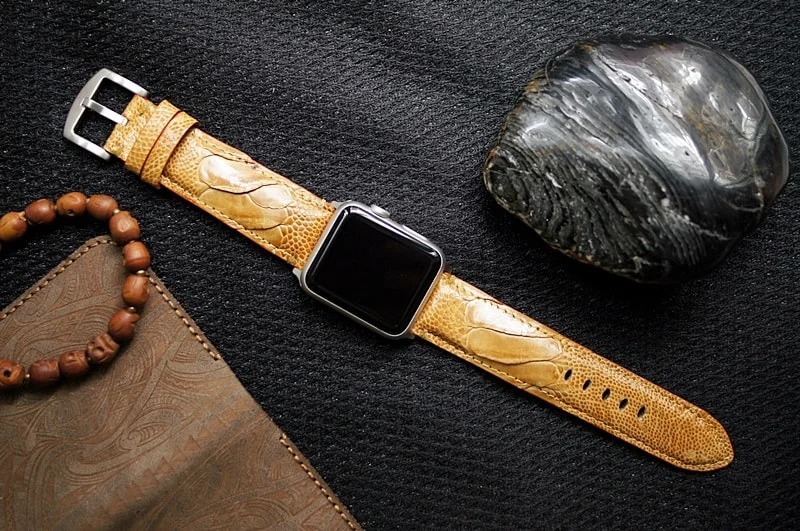 Handmade Ostrich Leg Strap 6 incl. Lugs Adapter + Buckle for Apple Watch (or Apple Watch Sport) 42mm or 38mm – image 3